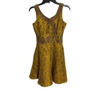 Kala Fashion Women’s Cocktail Dress Size Small Gold Embroidered